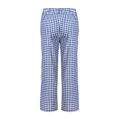 Cropped Pants With Checkered Panels For Versatility