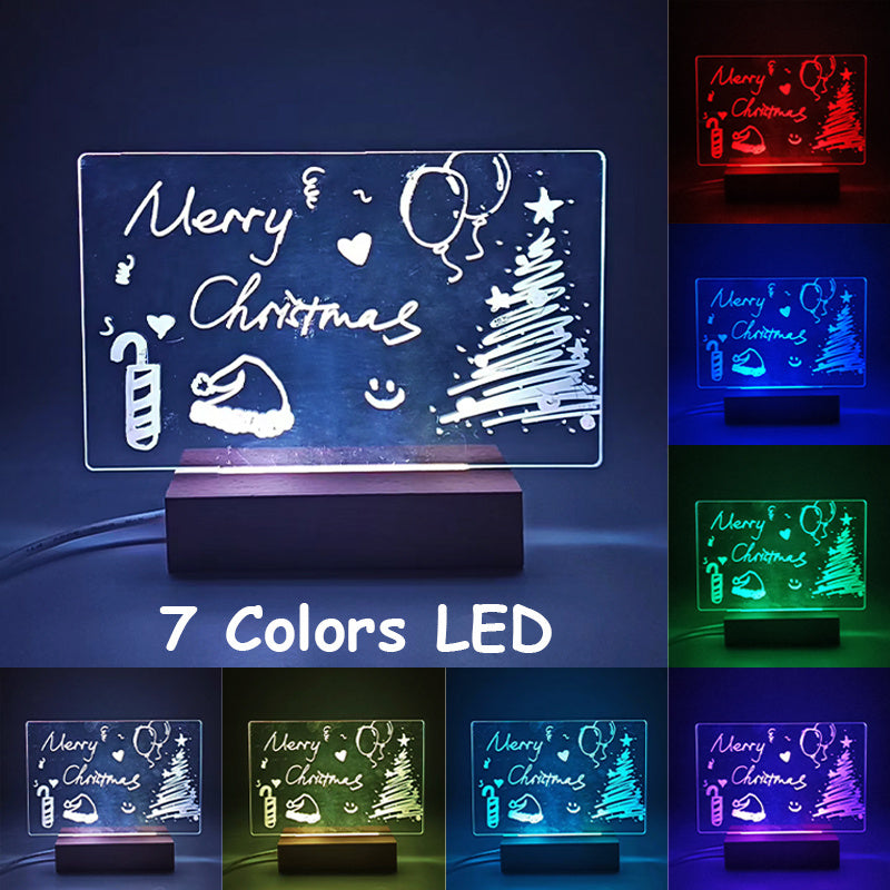 Creative Luminous DIY Memo Acrylic Message Board Gift Lamp Blank Acrylic Board Rectangle Wooden RGB Led Night Light