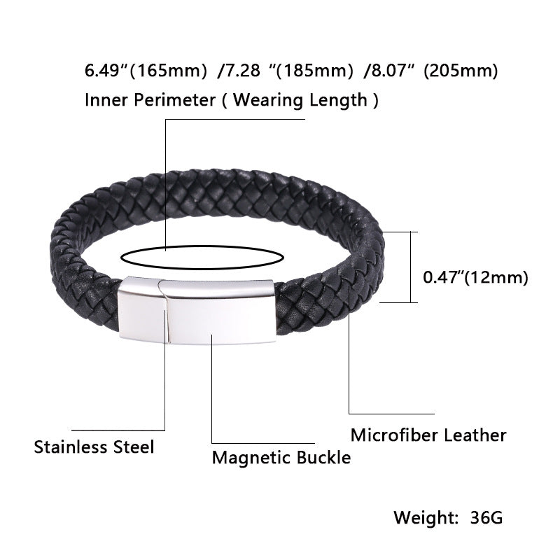 Men's And Women's Simple Casual Engraved Leather Bracelet