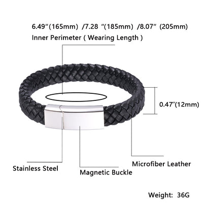 Men's And Women's Simple Casual Engraved Leather Bracelet