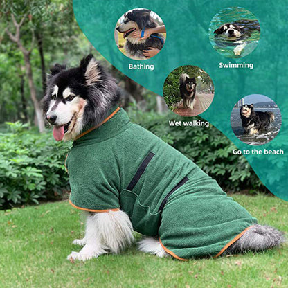 Pet Bathrobe Fast Drying Towel Microfiber Absorbent Soft Bath Robe Adjustable Towel Grooming Coat For Small Medium Large Dog