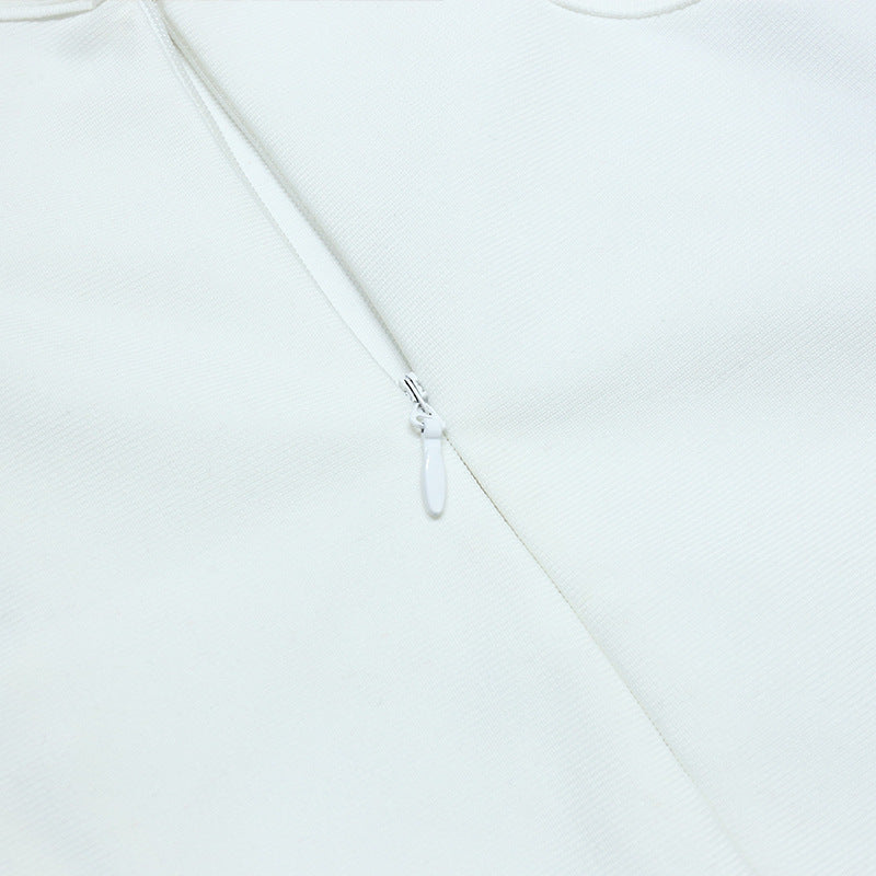 Summer Women's  Back Deep V White Evening Dress