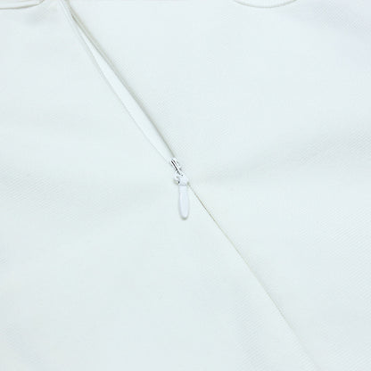 Summer Women's  Back Deep V White Evening Dress