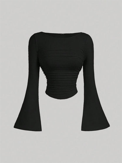 Printed Sexy Lace Thick Long Sleeved T-shirt Knitted Sweater
