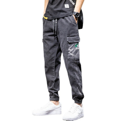 Men's Black Urban Style Street Retro Tooling Loose Plus Size Pants
