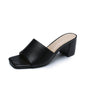 Women's Plus Size Solid Color Square Toe Thick Heel Sandals And Slippers