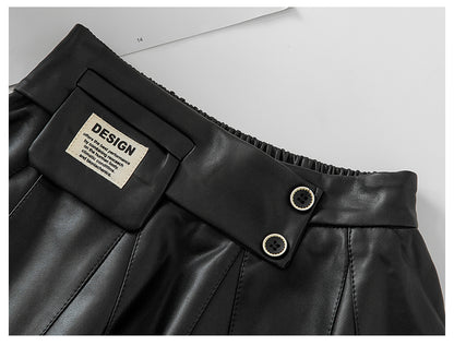 Autumn Winter New Style Children Foreign Style Korean Leather Skirt