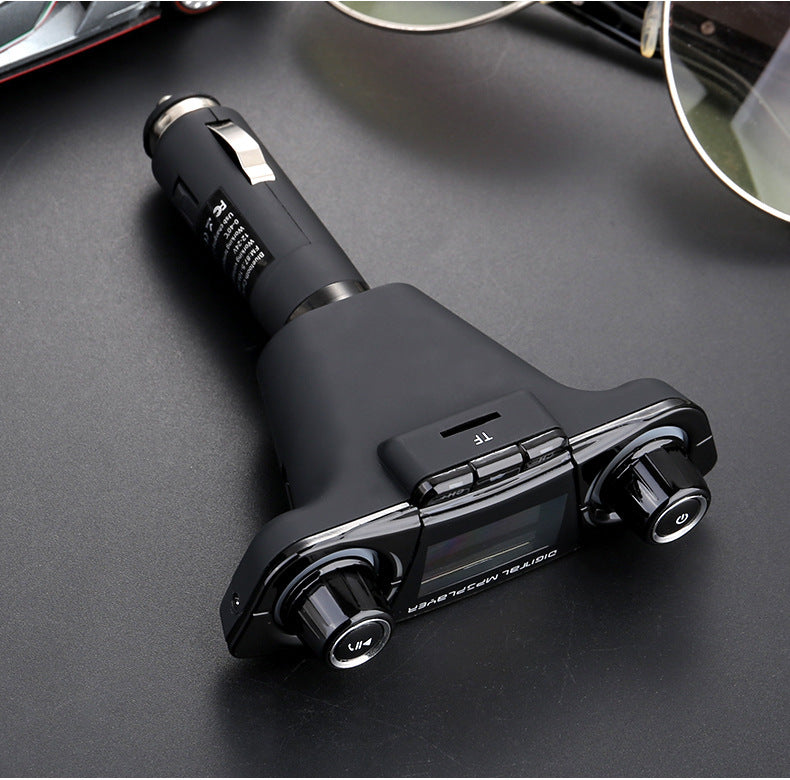 Dual-head Car Bluetooth Mp3 Dual-knobs, Cool Lights, Large-screen Display