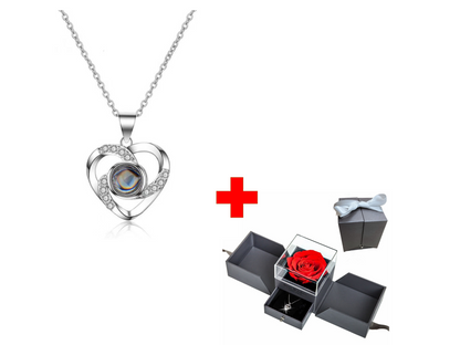 Preserved Flower Rose Flower Necklace Jewelry Box Gift