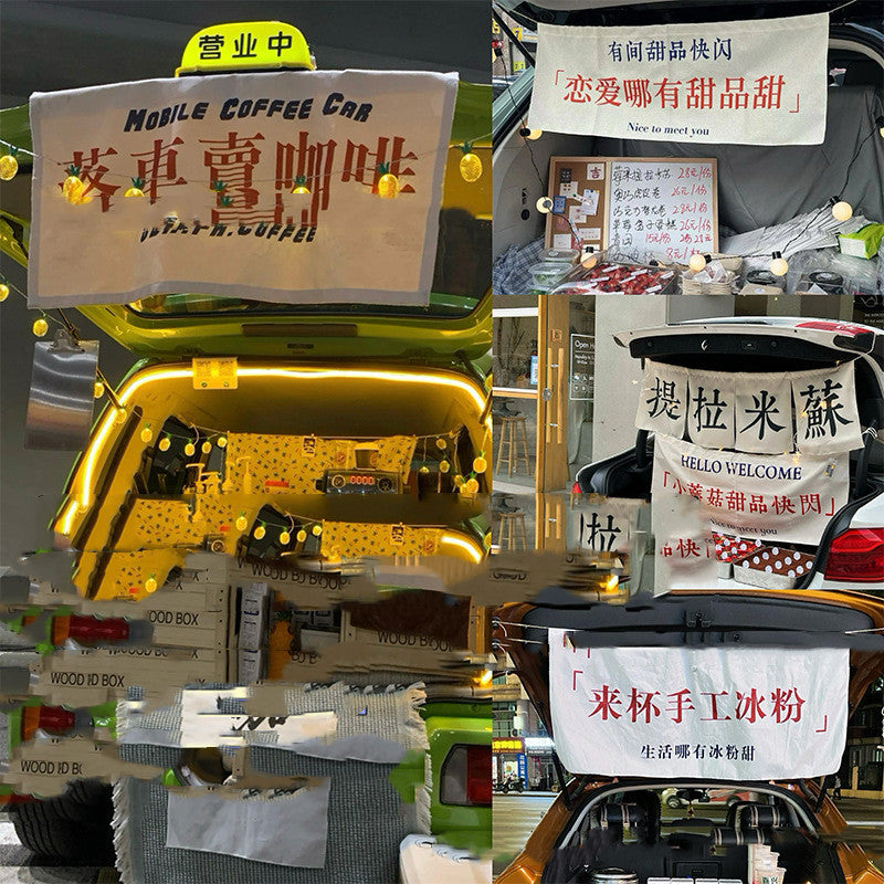 Outdoor Night Market Trunk Advertising Cloth Canvas Linen Flag Tablecloth