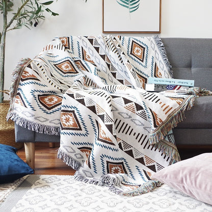 Geometric Double-sided Knitted Sofa Blanket