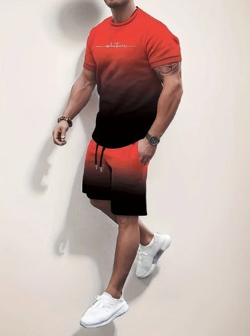 Summer Fashion Trend 3D Digital Printing Men's Short Sleeve Shorts Suit