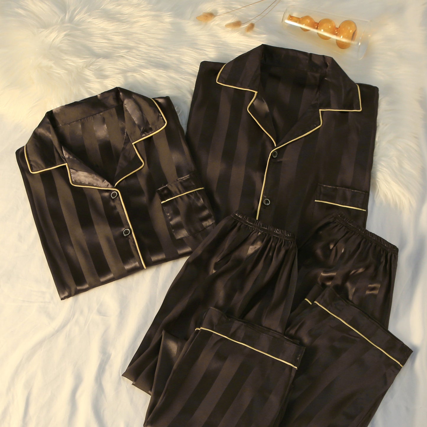 Striped Luxury New Plus Size Silk Loungewear