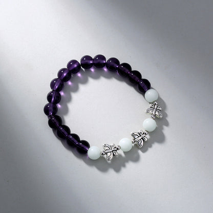 Purple Glass Beads Retro Butterfly Sky Blue Luminous Ball Bracelet Bracelet