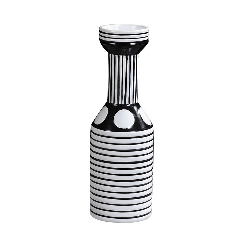 Simple Nordic Minimalism Black And White Striped Ceramic Vase