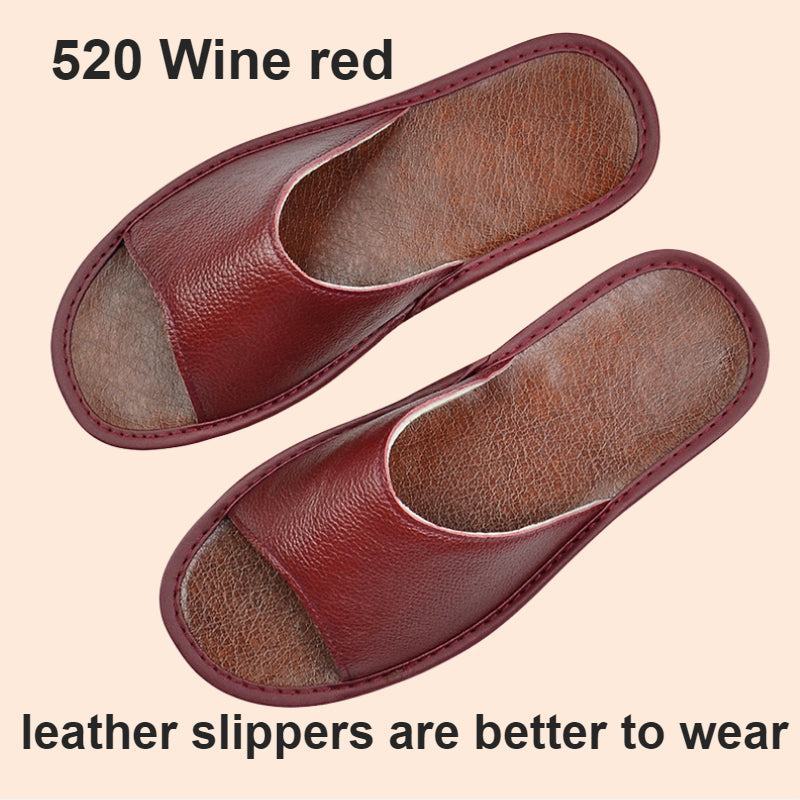Widened Plus Size Leather Slippers