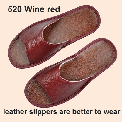 Widened Plus Size Leather Slippers