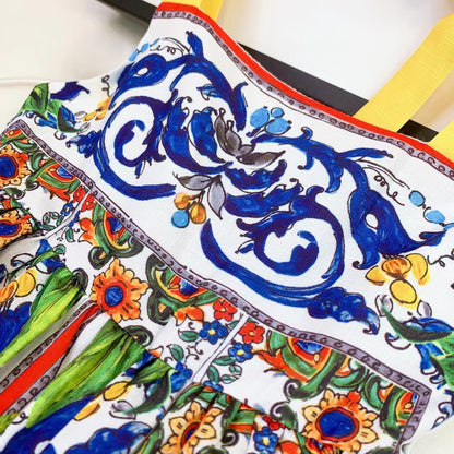 New Cute Pastoral Girls Court Print Suspender Skirt