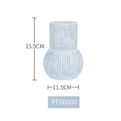 Ceramic Vase White Simple Striped Handicraft Decoration Home Living Room Desktop