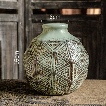 Multi-surface Pattern A Narrow Mouthed Bottle Vintage Ceramic Pot Vase