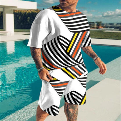 Digital Color Printed Casual Men's Short T Beach Pants Suit Summer Loose Shorts