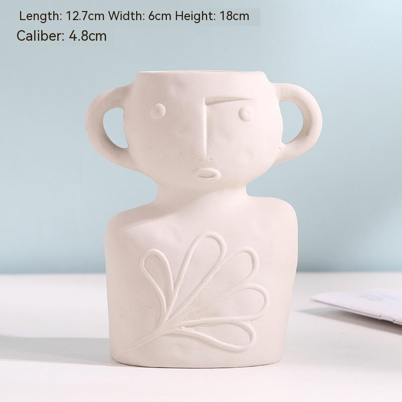 Creative Abstract Frosted Ceramic Face Vase Dried Flower Simple Living Room