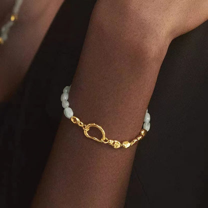 Gold Stitching Copper-plated Gold Stylish Elegant Necklace Bracelet