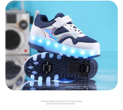 Mesh Heelys Double-wheeled Boys And Girls Skate Shoes