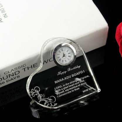 Custom Crystal Heart-shaped Crystal Clock