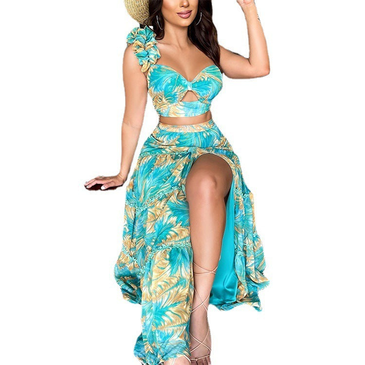 One-shoulder Back Fashionable Two-piece Sexy Dress