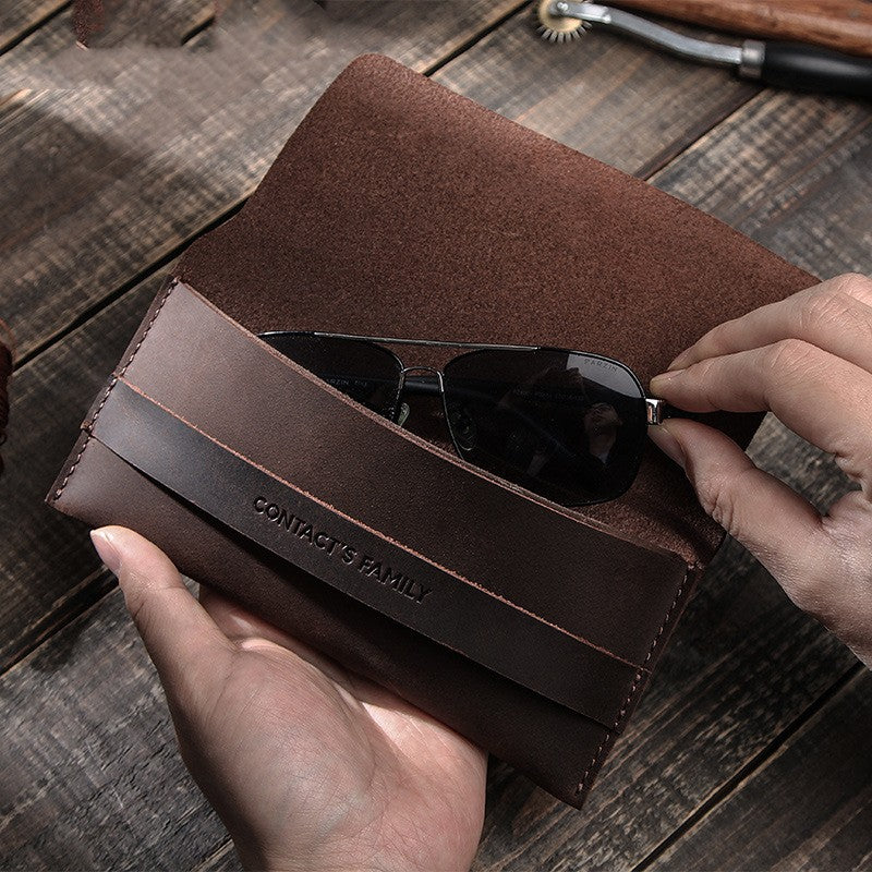 Convenient Leather Case For Horse Outdoor Travel Glasses Storage