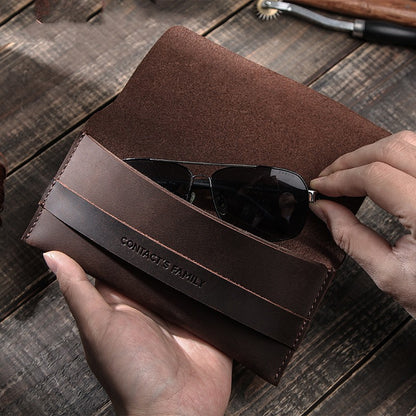 Convenient Leather Case For Horse Outdoor Travel Glasses Storage