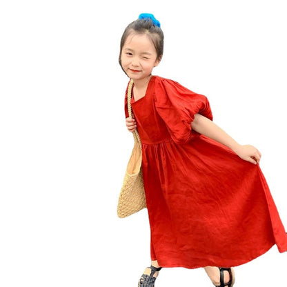 Children's Short Sleeve Tie Back Princess Dress