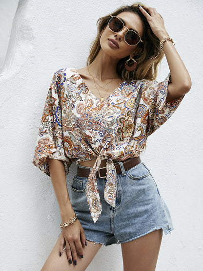 New Product Printed Loose Style Ethnic Style Short-sleeved Casual T-shirt