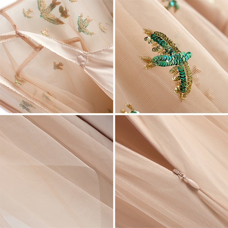 Mesh Flare Sleeve Umbrella Swing Dress