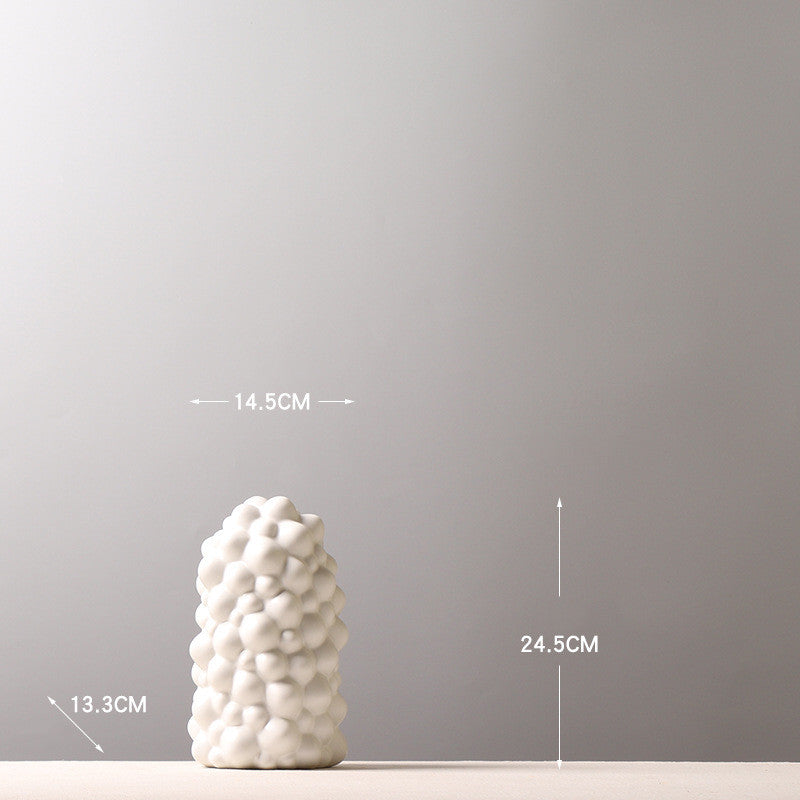 Decoration White Ceramic Vase Creative Personality Drum Bag Hollow Decoration Furnishings