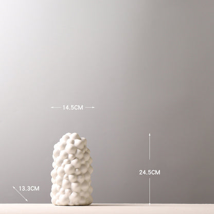 Decoration White Ceramic Vase Creative Personality Drum Bag Hollow Decoration Furnishings