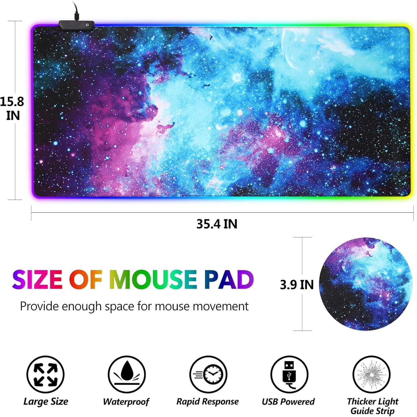 Gaming And Office USB RGB Backlit Mouse Pad