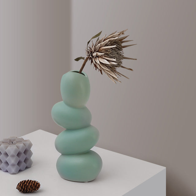 Elegant Egg Shaped Matte Ceramic Decorative Table Art Vase