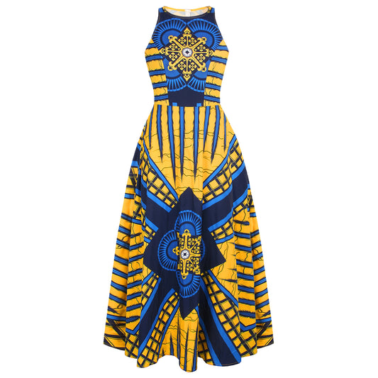 New Product Digital Printing Women's Round Neck Sleeveless Dress