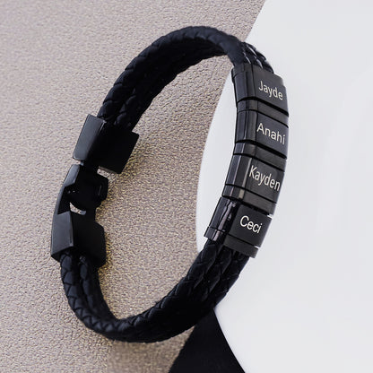 Stainless Steel Leather Woven Bracelet