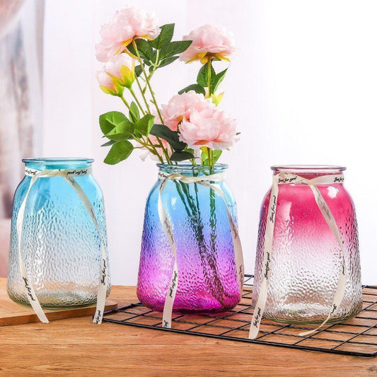 Simple Ice Seal Glass Gradient Color Vase