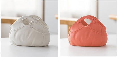 Dehua Frosted Wide Mouth Handbag Ceramic Vase Ornament Simple European Retro