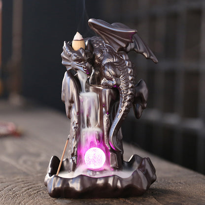 Ceramic Smoke Backflow Incense Burner Nordic Pterodactyl LED Lights Backflow Stove Ornaments