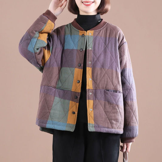 Plus Size Casual Plaid Stitching Retro Little Clothes