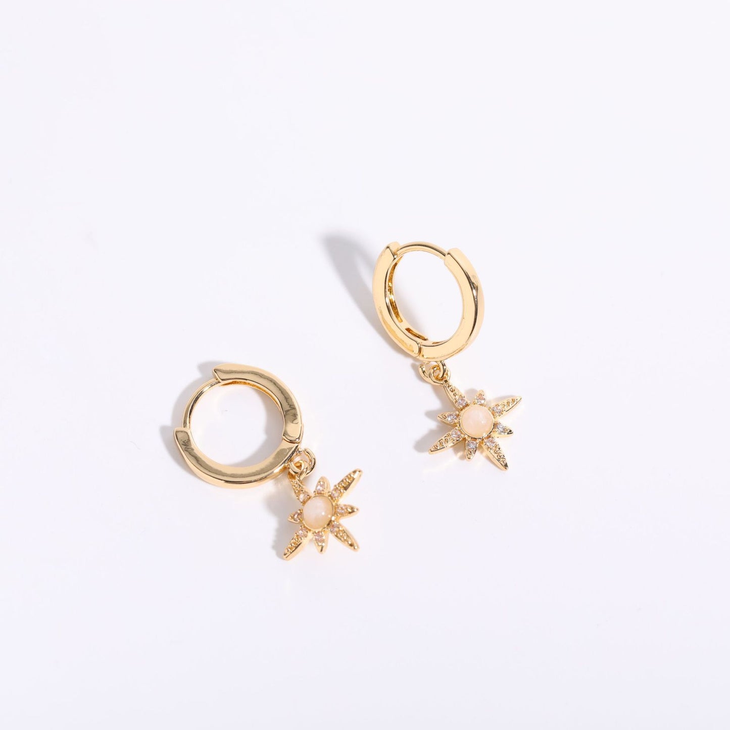 Octopus Earrings Opal Zircon Stars
