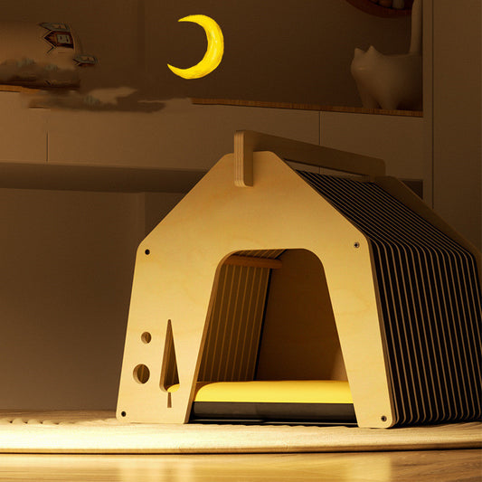 Pure Solid Wood Multi-layer Winter Warm All-weather Cat Climbing Frame Christmas Cat Nest