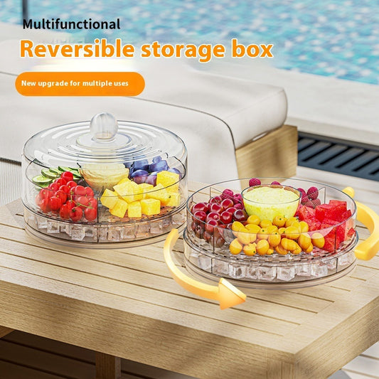 Outdoor Iced 4-compartment Multifunctional Crisper Rotating Storage Tray