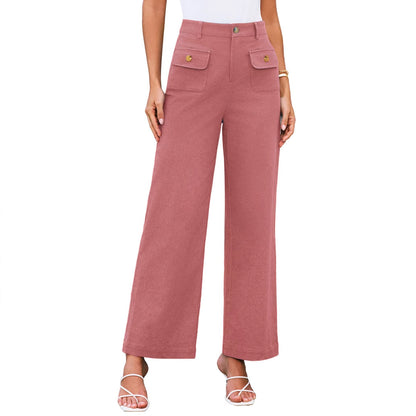 Women's High Waist Wide Leg Pants Stretch Casual Pants