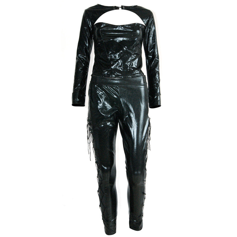 New Leather One-piece Catsuit Dress